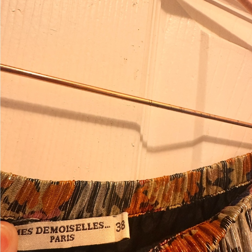 Anthropologie Mes Demoiselles Tiered Maxi Skirt Floral Metallic 38 Free People - Picture 3 of 3